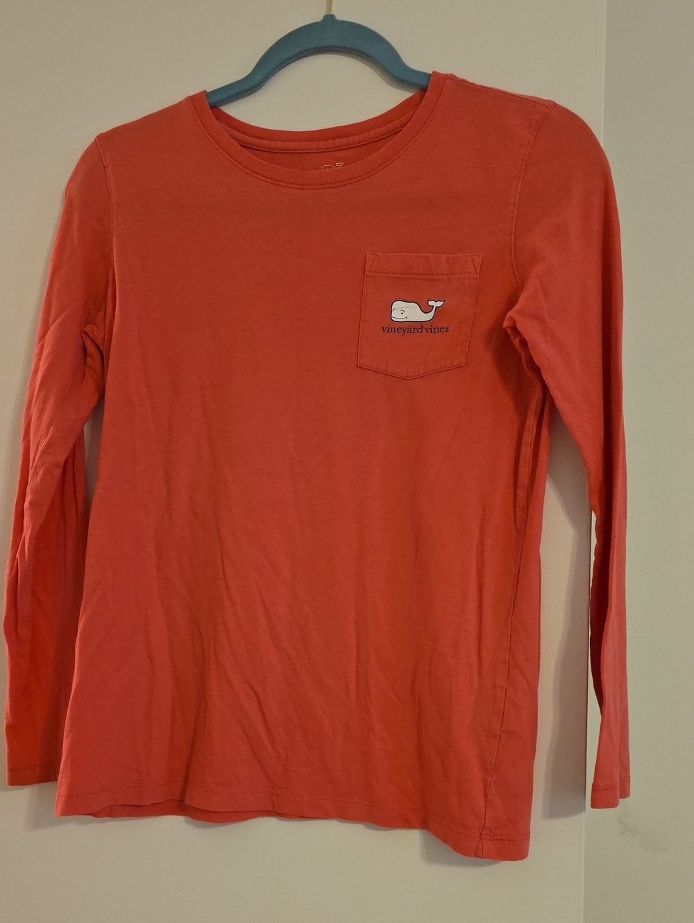Vineyard Vines Kids Long-Sleeve Pocket Tee - Coral/Salmon